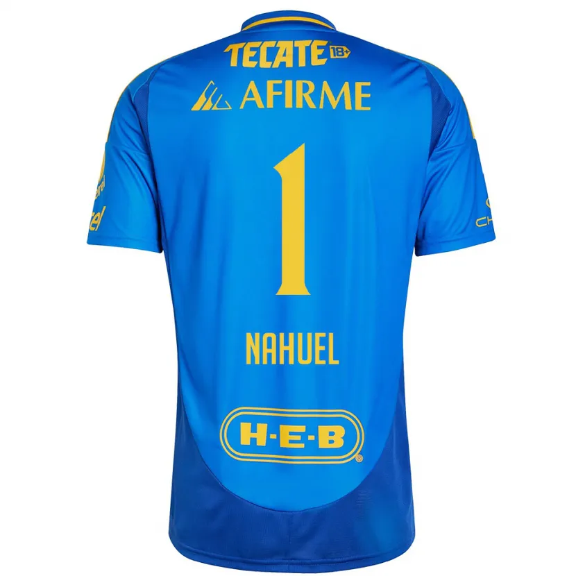 Danxen Bambino Maglia Nahuel Guzmán #1 Blu Giallo Kit Gara Away 2024/25 Maglietta
