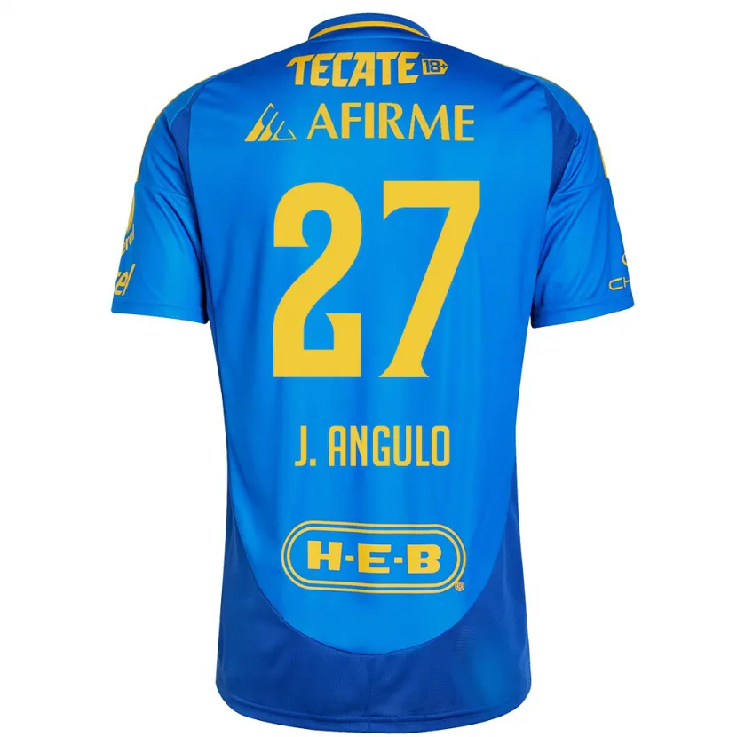 Danxen Bambino Maglia Jesús Angulo #27 Blu Giallo Kit Gara Away 2024/25 Maglietta
