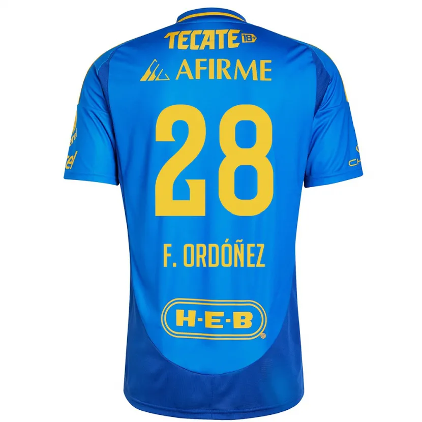 Danxen Bambino Maglia Fernando Ordóñez #28 Blu Giallo Kit Gara Away 2024/25 Maglietta