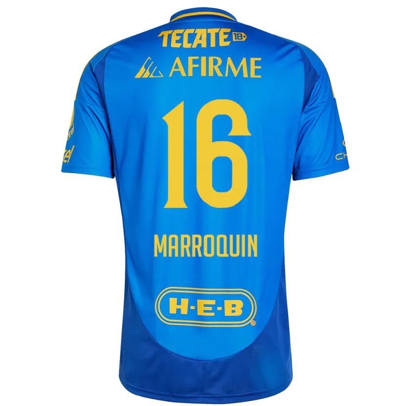 Danxen Bambino Maglia Ammanda Marroquin #16 Blu Giallo Kit Gara Away 2024/25 Maglietta