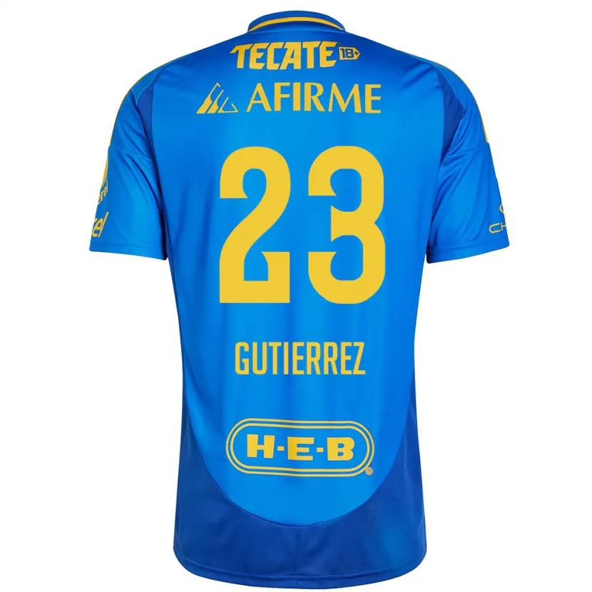 Danxen Bambino Maglia Jana Gutierrez #23 Blu Giallo Kit Gara Away 2024/25 Maglietta