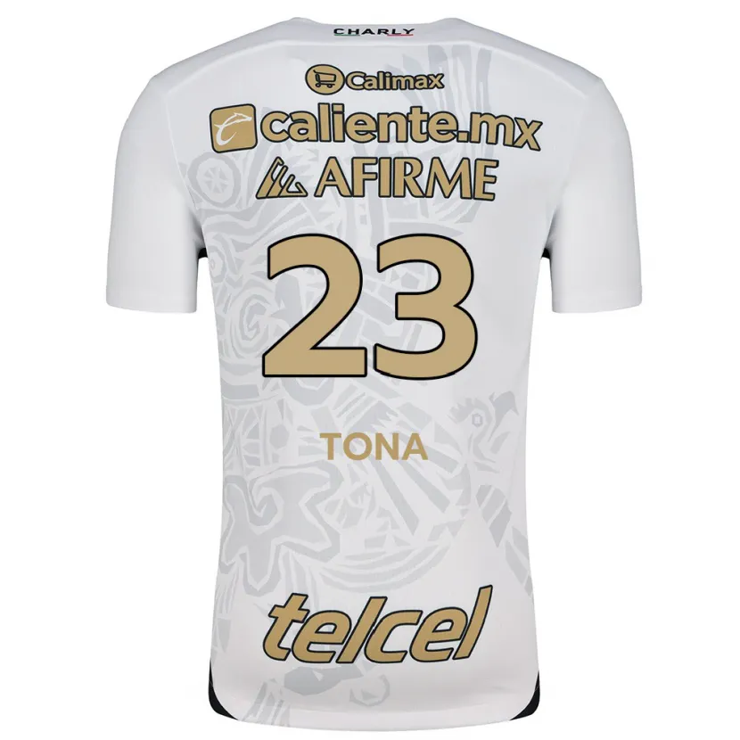 Danxen Bambino Maglia Iván Tona #23 Bianco Nero Kit Gara Away 2024/25 Maglietta
