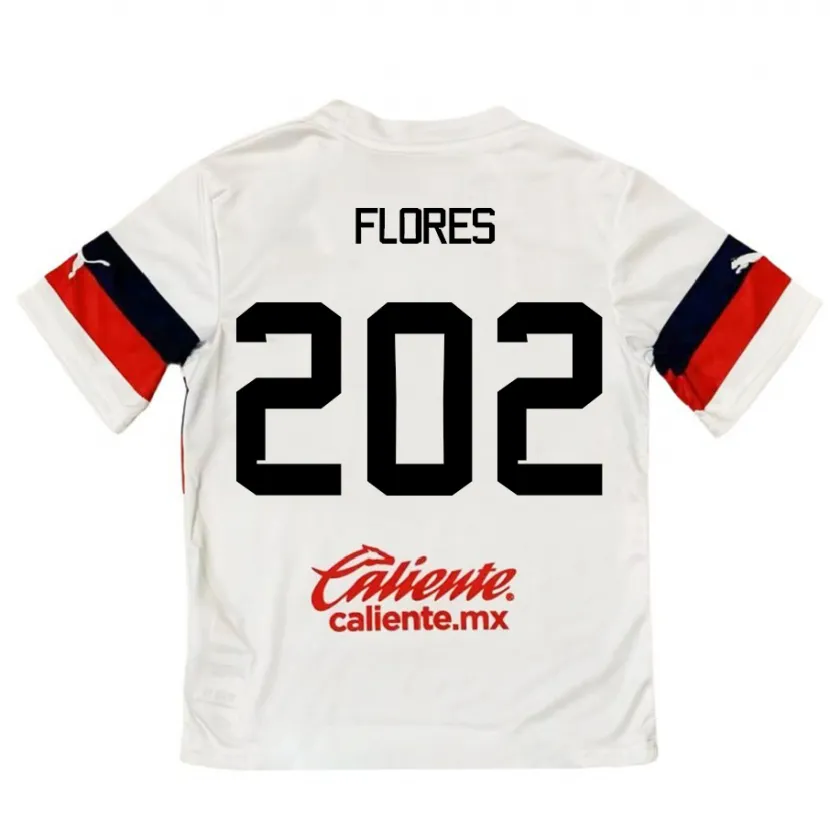 Danxen Bambino Maglia Daniel Flores #202 Bianco Rosso Kit Gara Away 2024/25 Maglietta