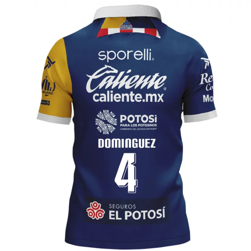 Danxen Bambino Maglia Julio César Domínguez #4 Blu Giallo Kit Gara Away 2024/25 Maglietta