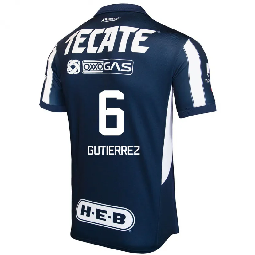 Danxen Uomo Maglia Édson Gutiérrez #6 Blu Rosso Bianco Kit Gara Home 2024/25 Maglietta