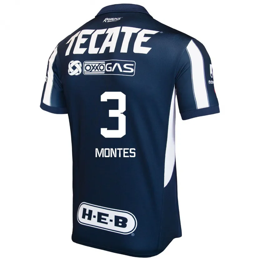 Danxen Uomo Maglia Cesar Montes #3 Blu Rosso Bianco Kit Gara Home 2024/25 Maglietta