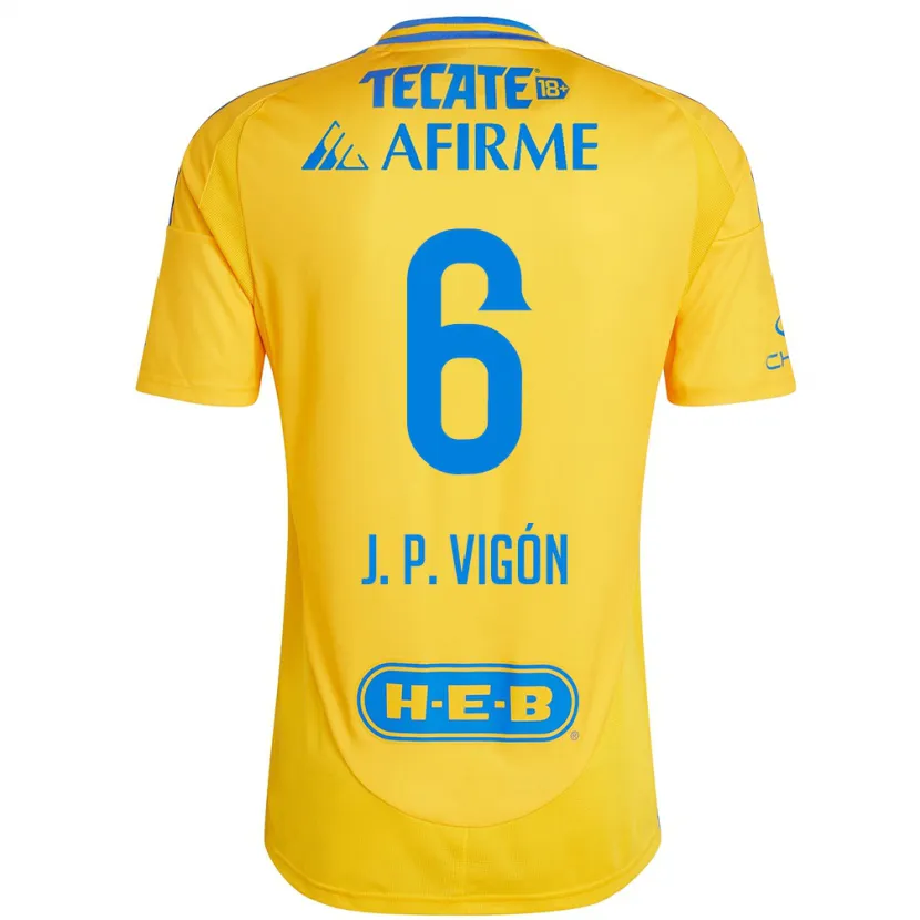 Danxen Uomo Maglia Juan Pablo Vigón #6 Oro Giallo Kit Gara Home 2024/25 Maglietta