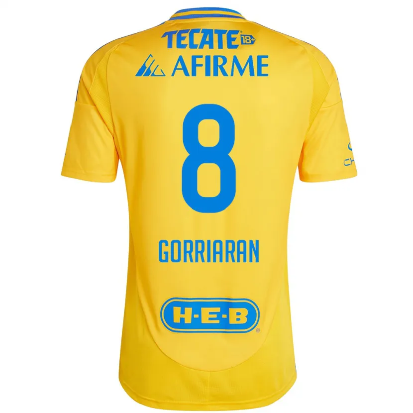 Danxen Uomo Maglia Fernando Gorriarán #8 Oro Giallo Kit Gara Home 2024/25 Maglietta