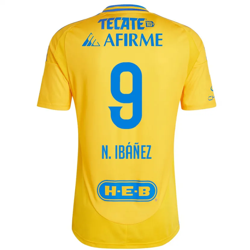 Danxen Uomo Maglia Nicolás Ibáñez #9 Oro Giallo Kit Gara Home 2024/25 Maglietta