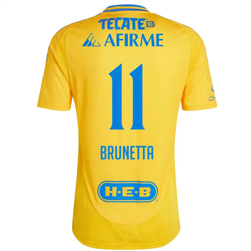 Danxen Uomo Maglia Juan Brunetta #11 Oro Giallo Kit Gara Home 2024/25 Maglietta