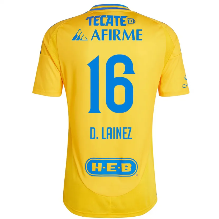 Danxen Uomo Maglia Diego Lainez #16 Oro Giallo Kit Gara Home 2024/25 Maglietta