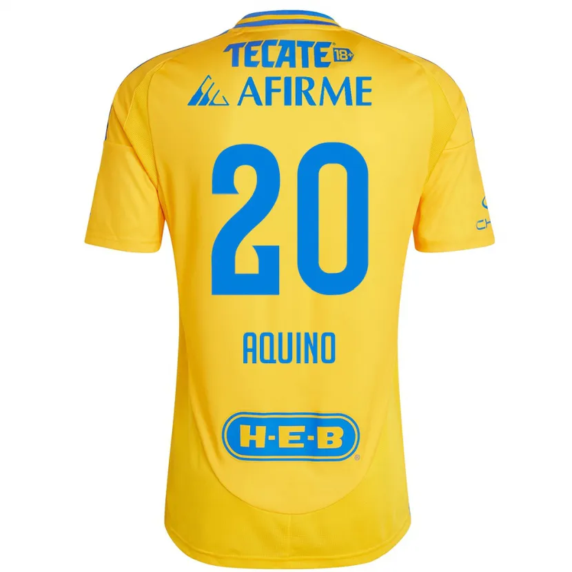 Danxen Uomo Maglia Javier Aquino #20 Oro Giallo Kit Gara Home 2024/25 Maglietta