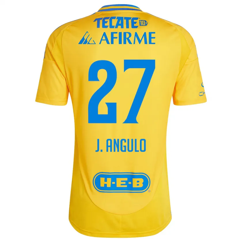 Danxen Uomo Maglia Jesús Angulo #27 Oro Giallo Kit Gara Home 2024/25 Maglietta