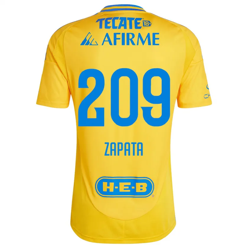 Danxen Uomo Maglia Jorge Zapata #209 Oro Giallo Kit Gara Home 2024/25 Maglietta