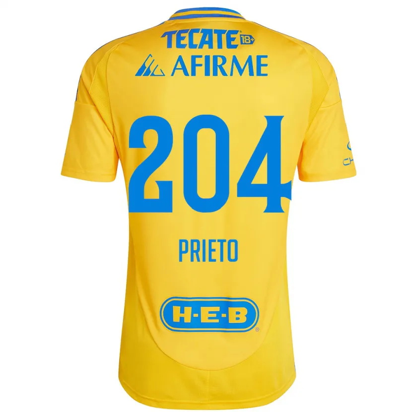 Danxen Uomo Maglia Leonel Prieto #204 Oro Giallo Kit Gara Home 2024/25 Maglietta
