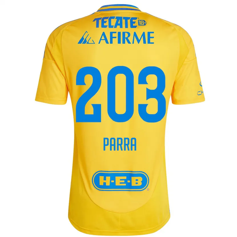 Danxen Uomo Maglia Bernardo Parra #203 Oro Giallo Kit Gara Home 2024/25 Maglietta