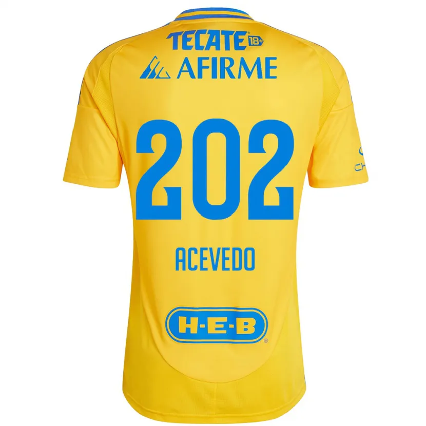 Danxen Uomo Maglia José Acevedo #202 Oro Giallo Kit Gara Home 2024/25 Maglietta