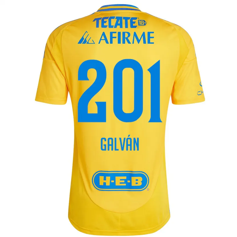 Danxen Uomo Maglia Isac Galván #201 Oro Giallo Kit Gara Home 2024/25 Maglietta