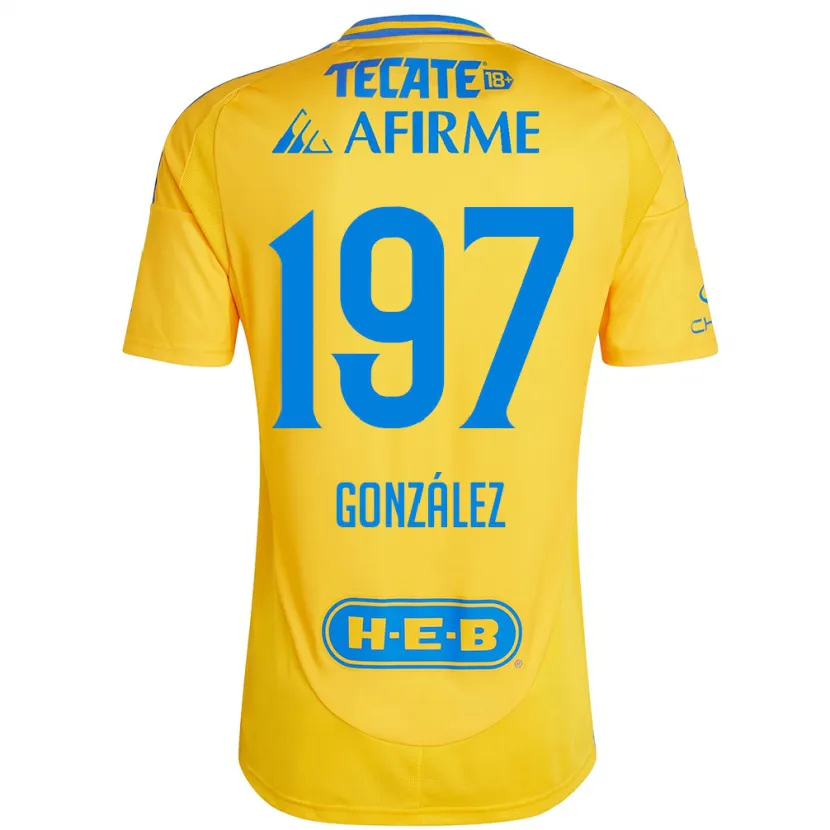 Danxen Uomo Maglia Germán González #197 Oro Giallo Kit Gara Home 2024/25 Maglietta