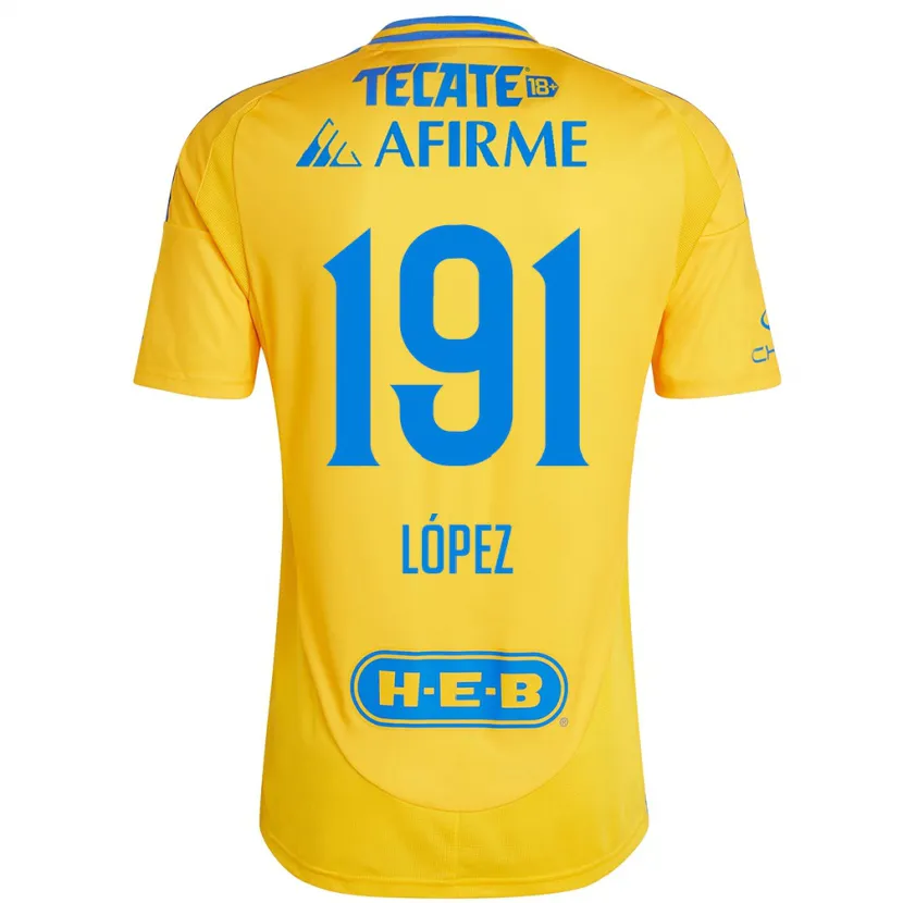 Danxen Uomo Maglia Adrián López #191 Oro Giallo Kit Gara Home 2024/25 Maglietta
