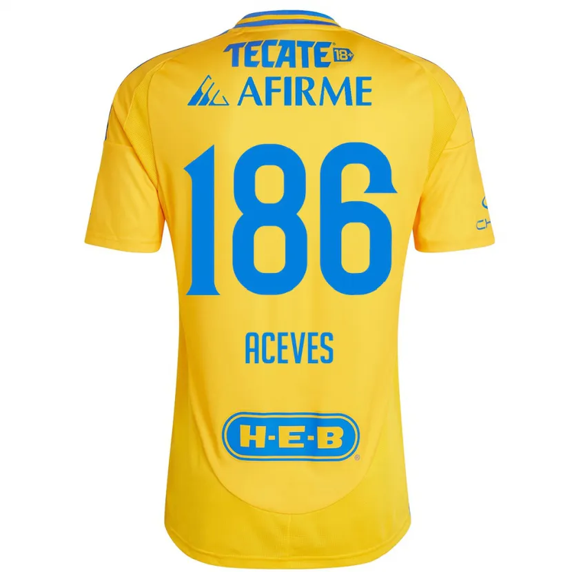 Danxen Uomo Maglia Israel Aceves #186 Oro Giallo Kit Gara Home 2024/25 Maglietta