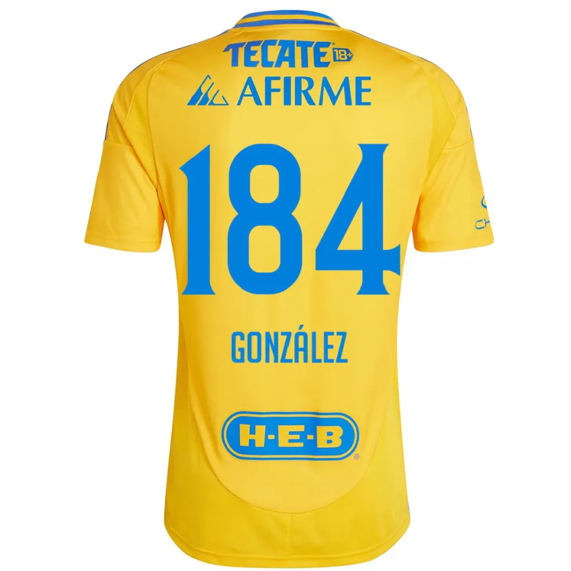 Danxen Uomo Maglia Erick González #184 Oro Giallo Kit Gara Home 2024/25 Maglietta