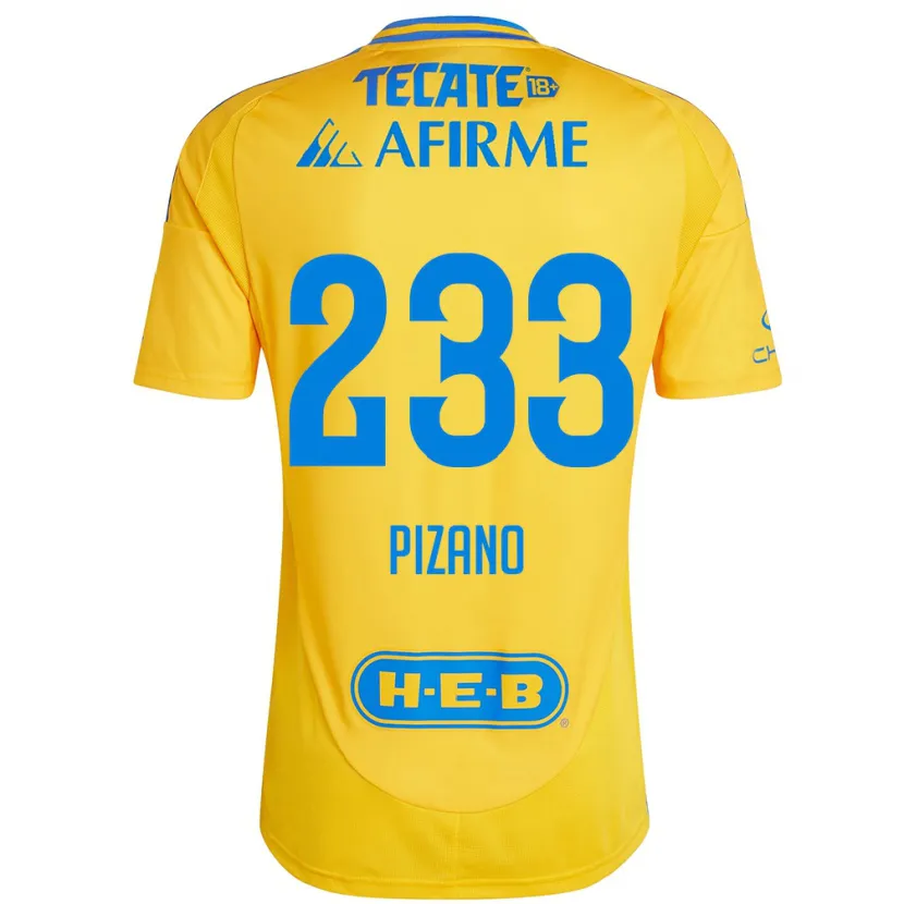 Danxen Uomo Maglia Juan Pizano #233 Oro Giallo Kit Gara Home 2024/25 Maglietta