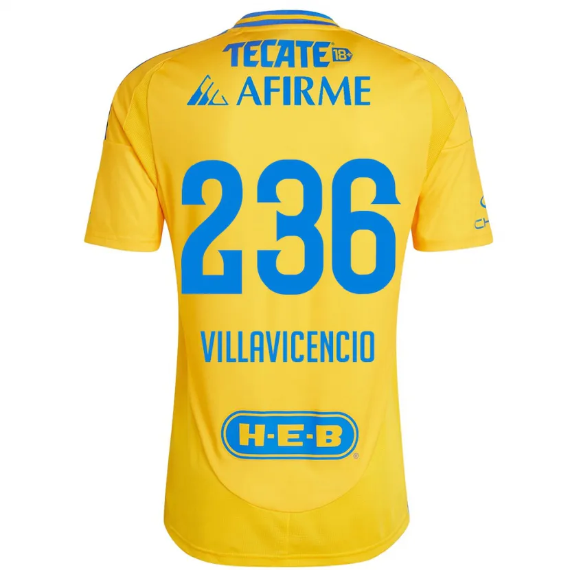 Danxen Uomo Maglia Edgar Villavicencio #236 Oro Giallo Kit Gara Home 2024/25 Maglietta