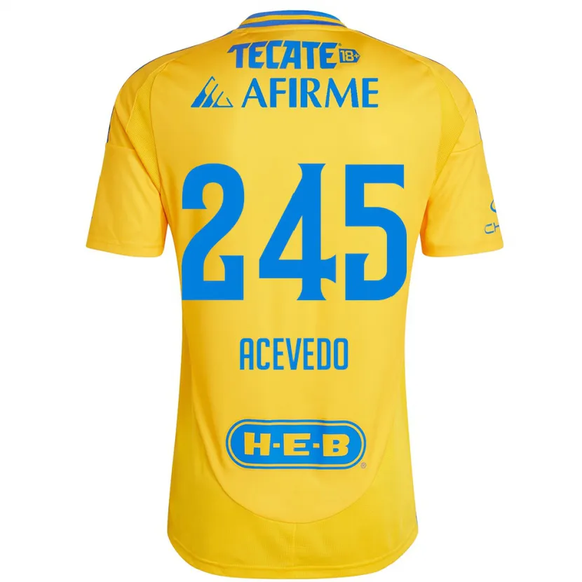 Danxen Uomo Maglia Kevin Acevedo #245 Oro Giallo Kit Gara Home 2024/25 Maglietta