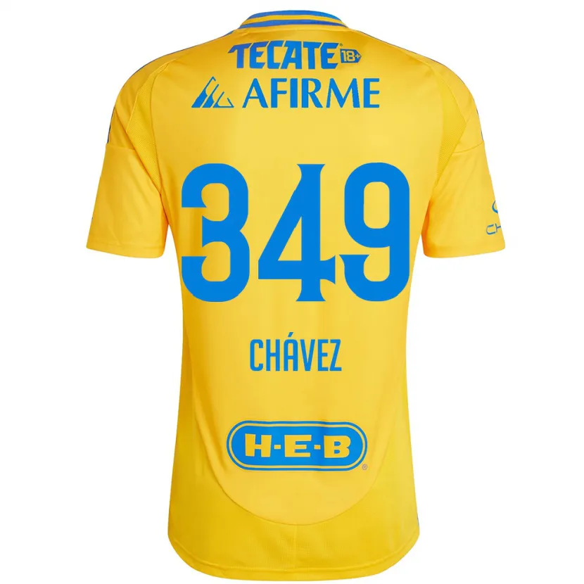 Danxen Uomo Maglia Jorge Chávez #349 Oro Giallo Kit Gara Home 2024/25 Maglietta