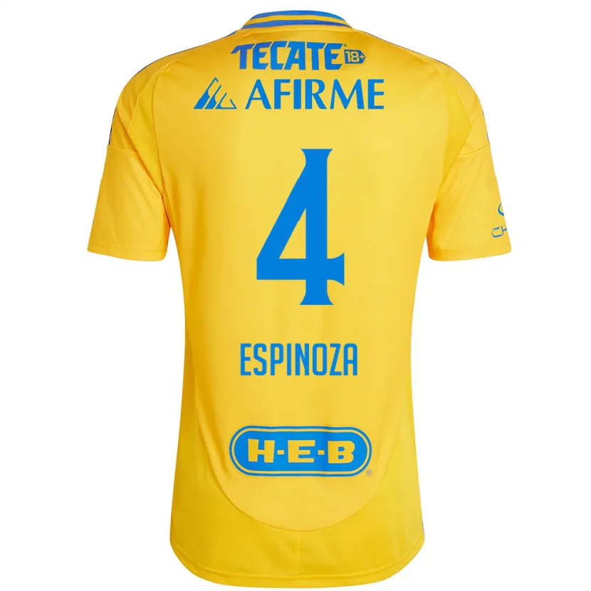 Danxen Uomo Maglia Greta Espinoza #4 Oro Giallo Kit Gara Home 2024/25 Maglietta