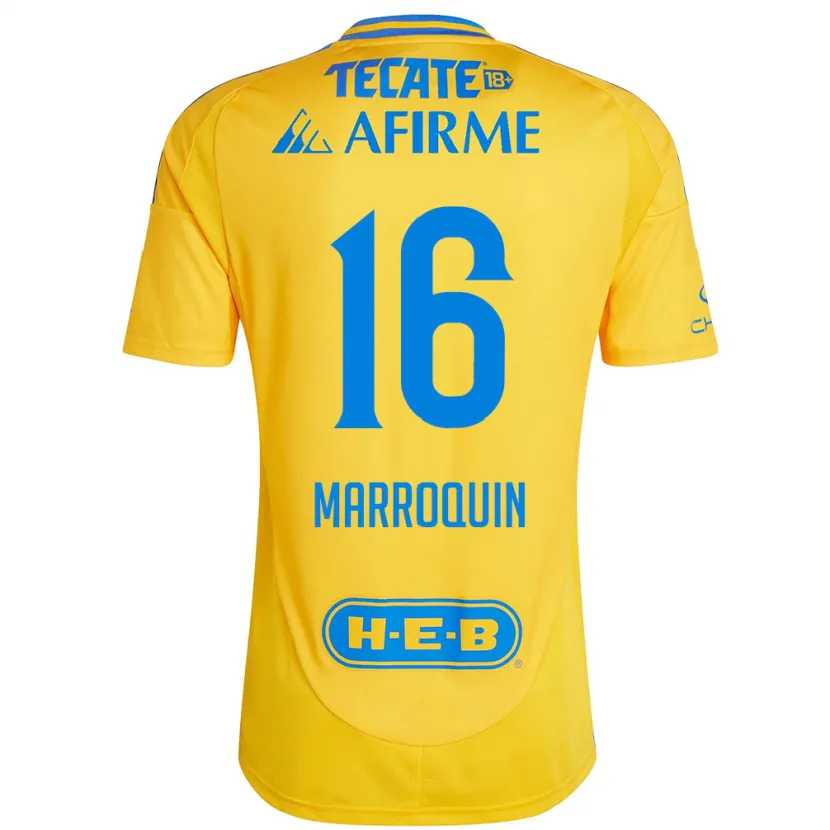 Danxen Uomo Maglia Ammanda Marroquin #16 Oro Giallo Kit Gara Home 2024/25 Maglietta