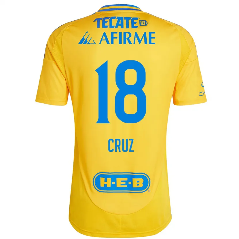 Danxen Uomo Maglia Belen Cruz #18 Oro Giallo Kit Gara Home 2024/25 Maglietta