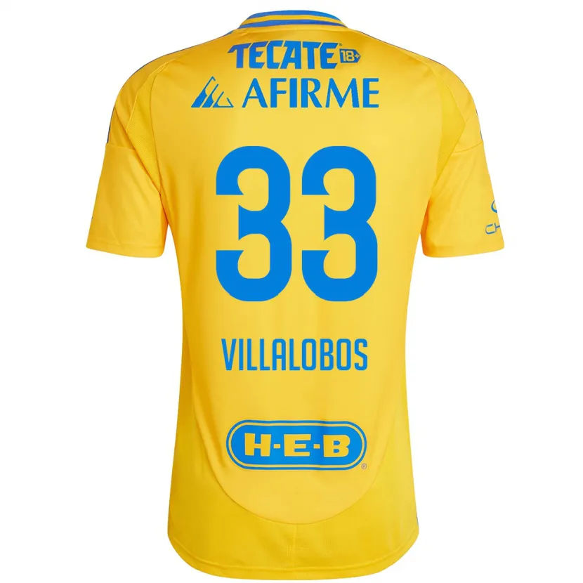 Danxen Uomo Maglia Vania Villalobos #33 Oro Giallo Kit Gara Home 2024/25 Maglietta