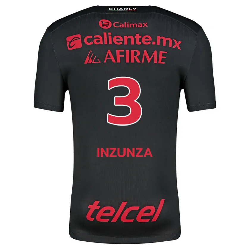 Danxen Uomo Maglia Rafael Inzunza #3 Nero Rosso Kit Gara Home 2024/25 Maglietta
