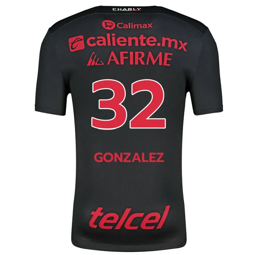 Danxen Uomo Maglia Carlos González #32 Nero Rosso Kit Gara Home 2024/25 Maglietta
