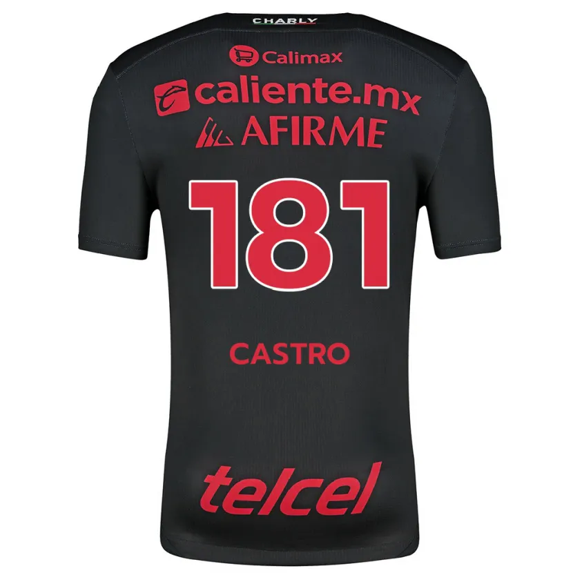 Danxen Uomo Maglia José Castro #181 Nero Rosso Kit Gara Home 2024/25 Maglietta