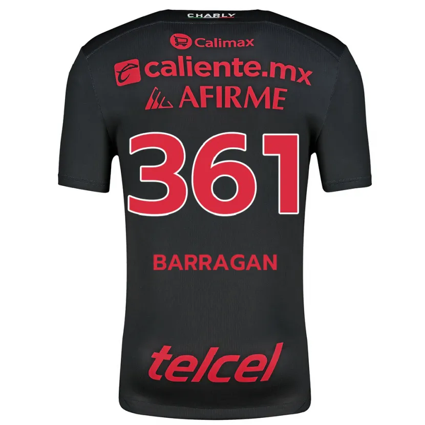 Danxen Uomo Maglia Jesús Barragán #361 Nero Rosso Kit Gara Home 2024/25 Maglietta