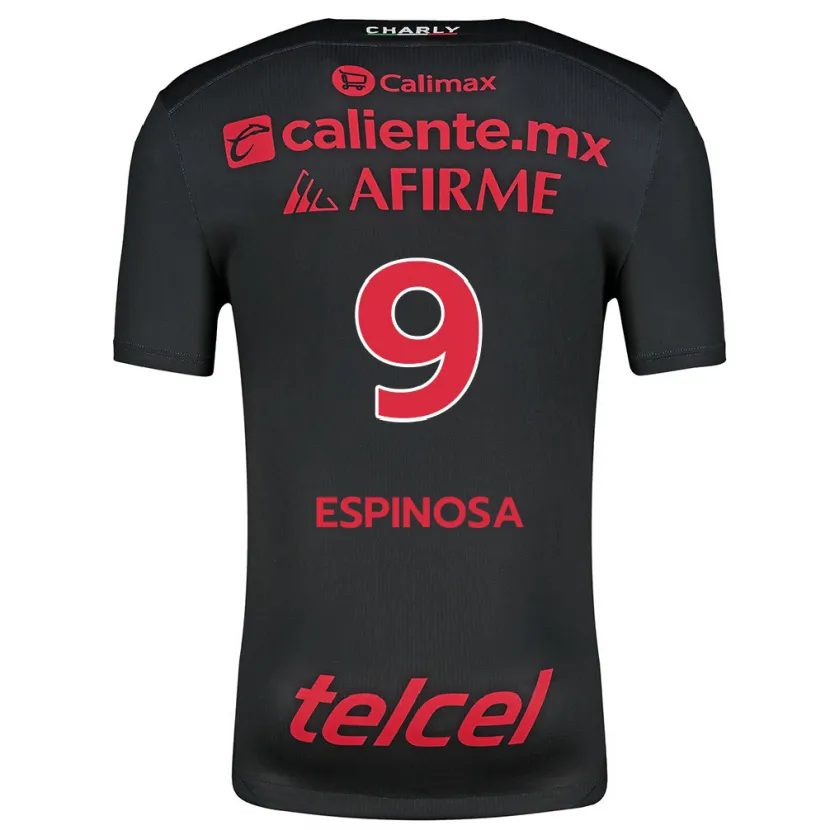 Danxen Uomo Maglia Daniela Espinosa #9 Nero Rosso Kit Gara Home 2024/25 Maglietta