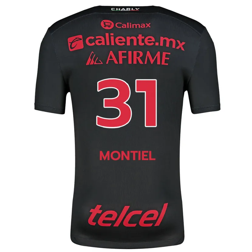 Danxen Uomo Maglia Abril Montiel #31 Nero Rosso Kit Gara Home 2024/25 Maglietta