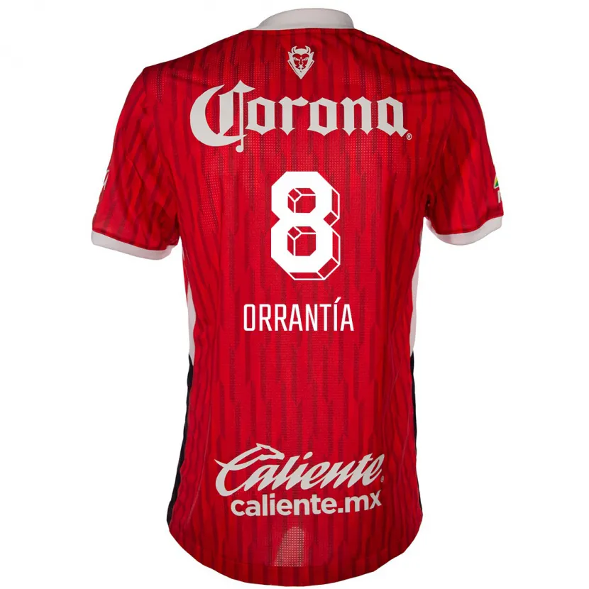 Danxen Uomo Maglia Carlos Orrantía #8 Rosso Bianco Kit Gara Home 2024/25 Maglietta