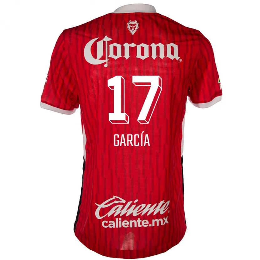 Danxen Uomo Maglia Brian García #17 Rosso Bianco Kit Gara Home 2024/25 Maglietta