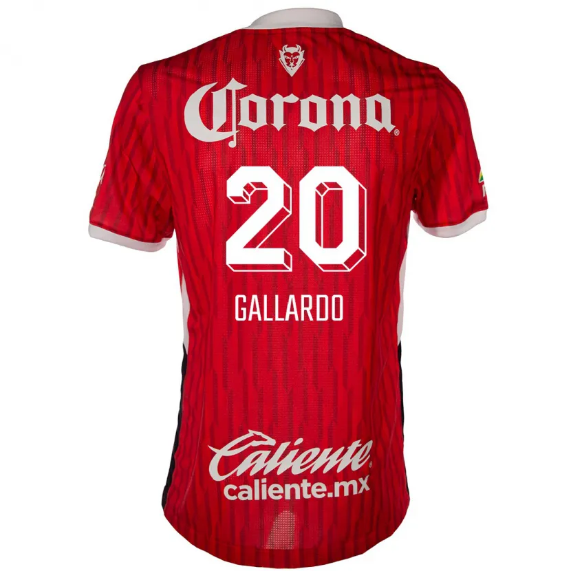 Danxen Uomo Maglia Jesús Gallardo #20 Rosso Bianco Kit Gara Home 2024/25 Maglietta