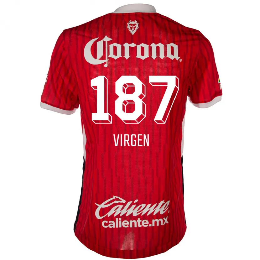 Danxen Uomo Maglia Oswaldo Virgen #187 Rosso Bianco Kit Gara Home 2024/25 Maglietta