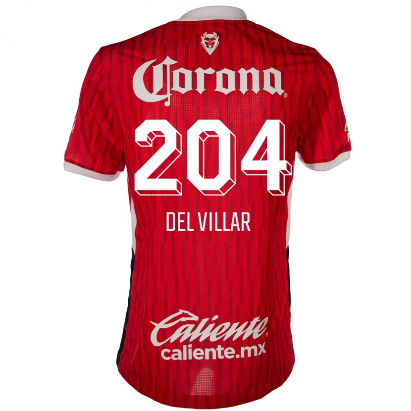 Danxen Uomo Maglia Everardo Del Villar #204 Rosso Bianco Kit Gara Home 2024/25 Maglietta