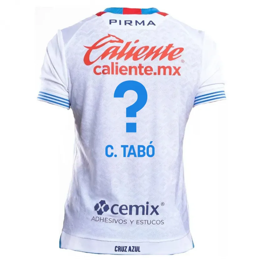 Danxen Uomo Maglia Christian Tabó #0 Bianco Blu Kit Gara Away 2024/25 Maglietta