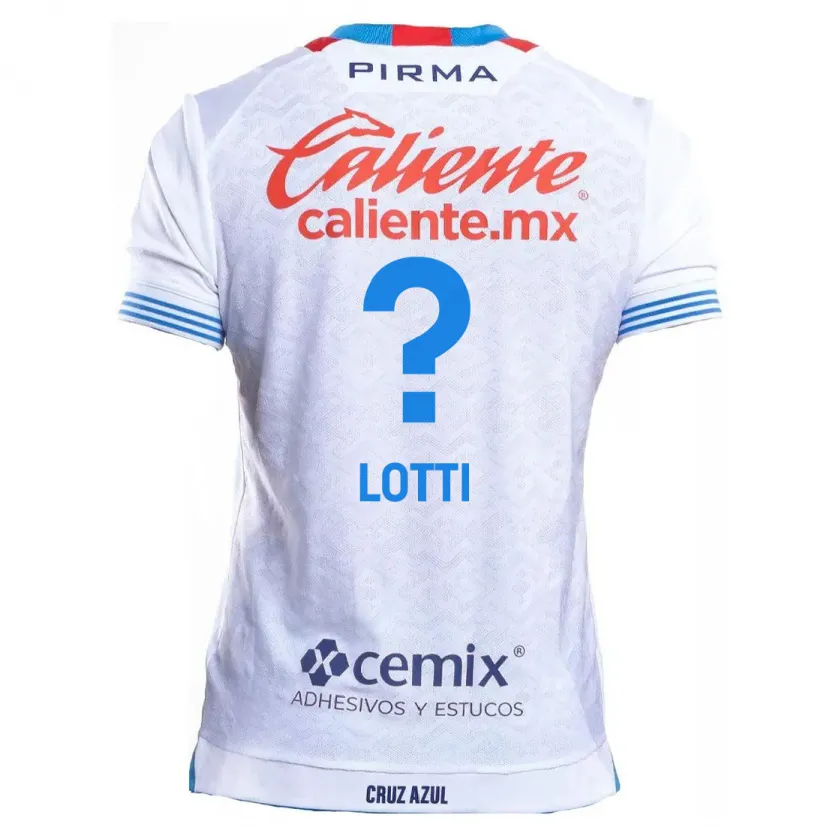 Danxen Uomo Maglia Augusto Lotti #0 Bianco Blu Kit Gara Away 2024/25 Maglietta