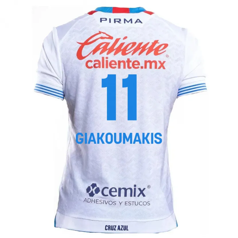 Danxen Uomo Maglia Georgios Giakoumakis #11 Bianco Blu Kit Gara Away 2024/25 Maglietta