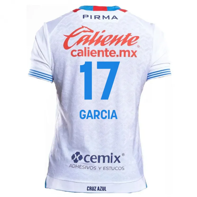 Danxen Uomo Maglia Amaury García #17 Bianco Blu Kit Gara Away 2024/25 Maglietta