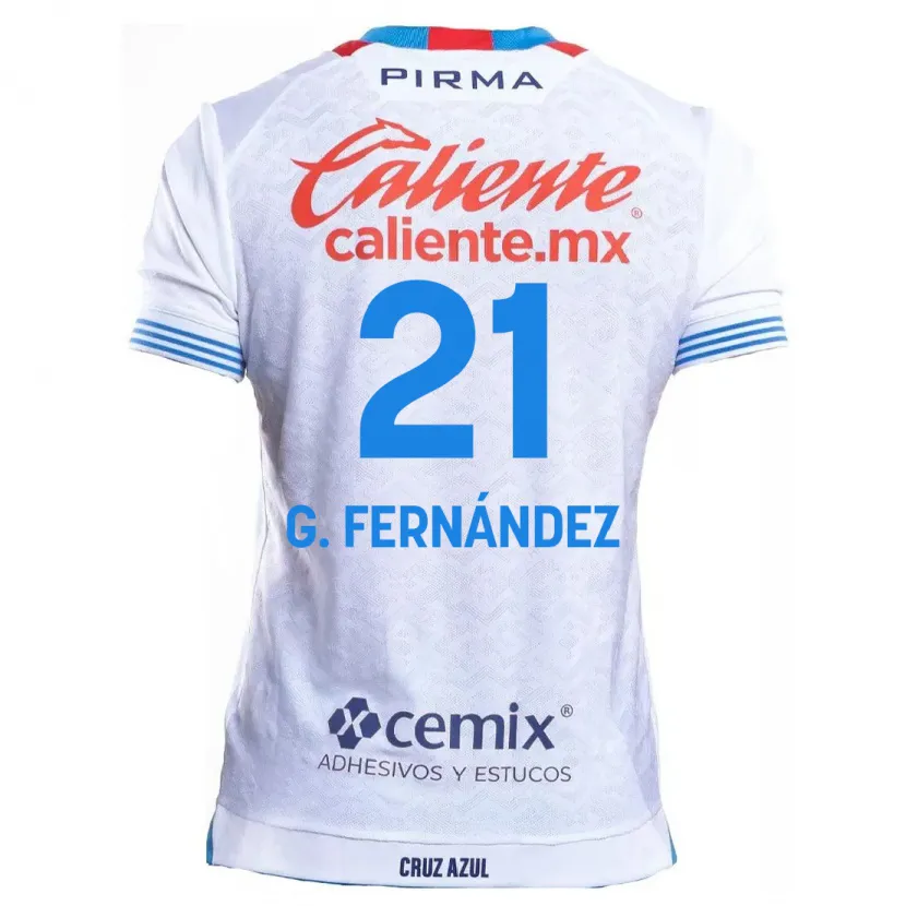 Danxen Uomo Maglia Gabriel Fernández #21 Bianco Blu Kit Gara Away 2024/25 Maglietta